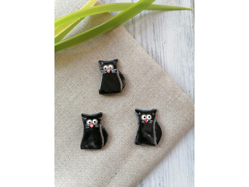 "Кот серый" магнит керамический